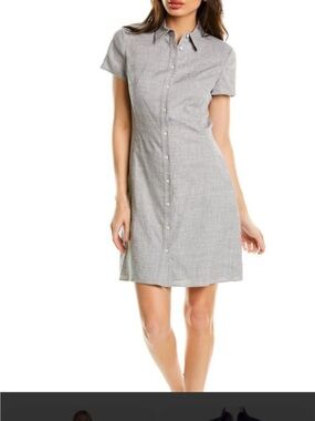 Theory Linen Blend Button Down Shirt Dress